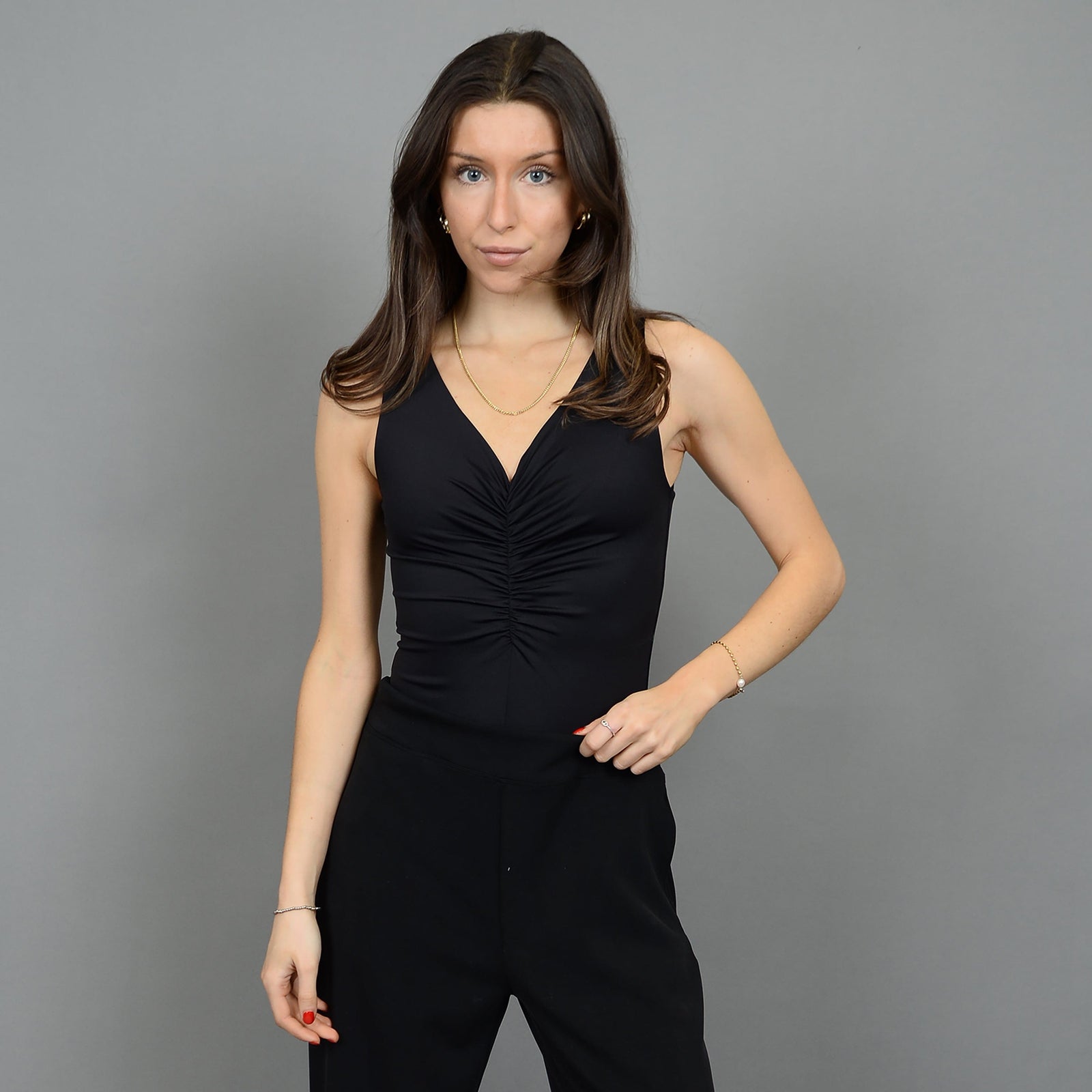 RD Black / XS Second Skin Viola Sleeveless Vneck Bodysuit