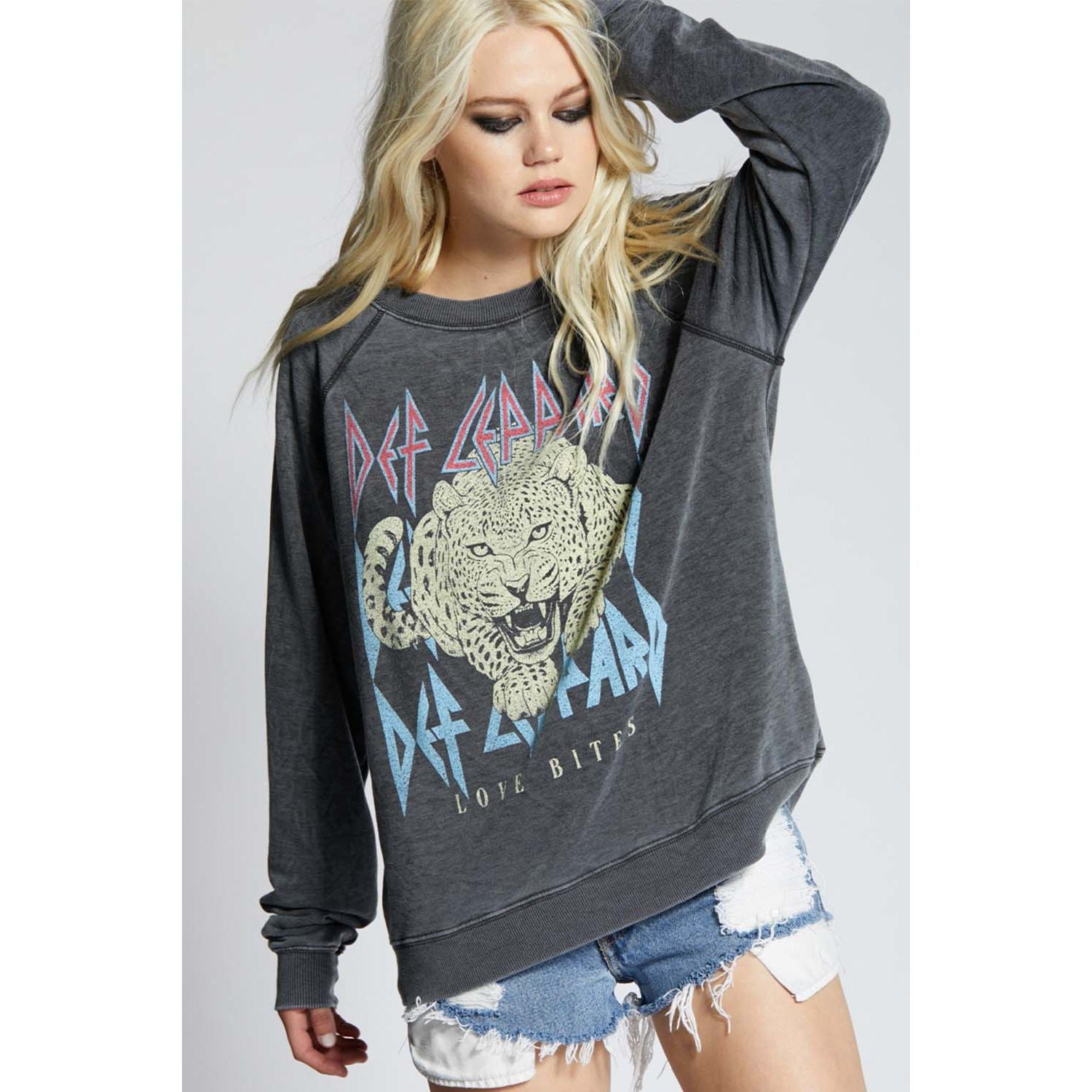 Plus Size Def Leppard Globe Washed Hoodie - Grey – Reason Clothing