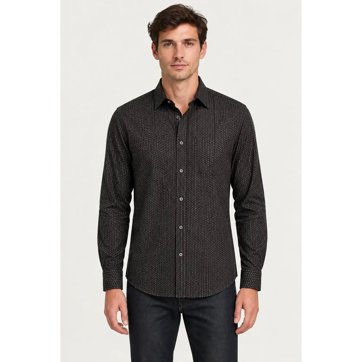 Report Collection Printer Dobby Stretch Shirt