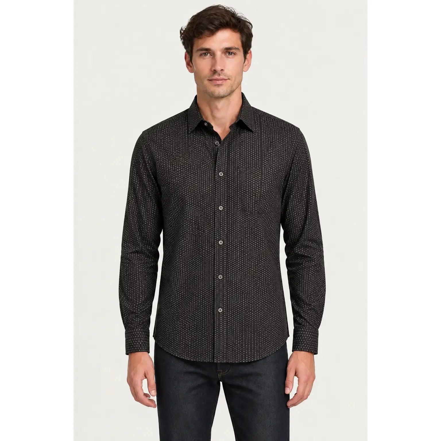 Report Collection Printer Dobby Stretch Shirt