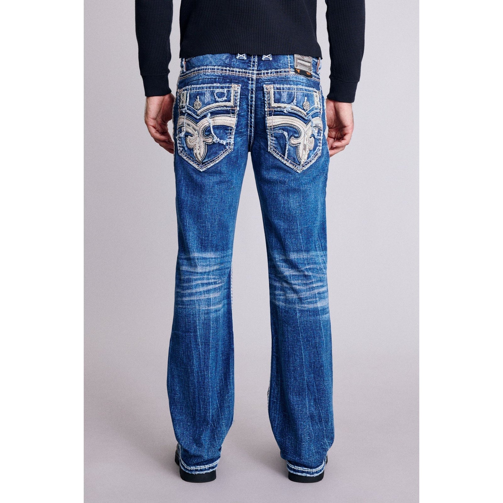 Rock Revival Finnley B200 Bootcut jeans showcase a classic silhouette with stylish flair and all-day comfort.