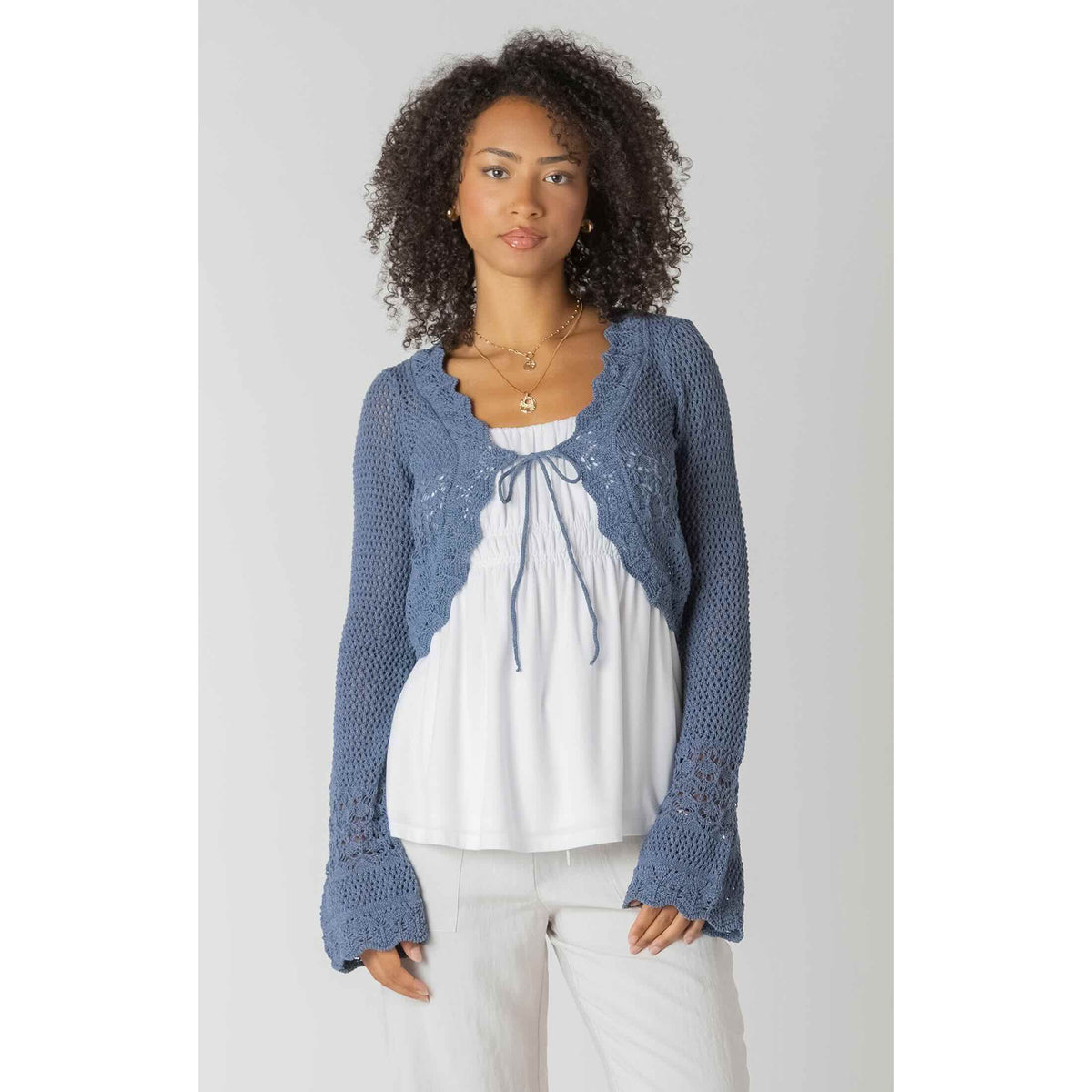 Room 34 Tie Front Crochet Cardigan
