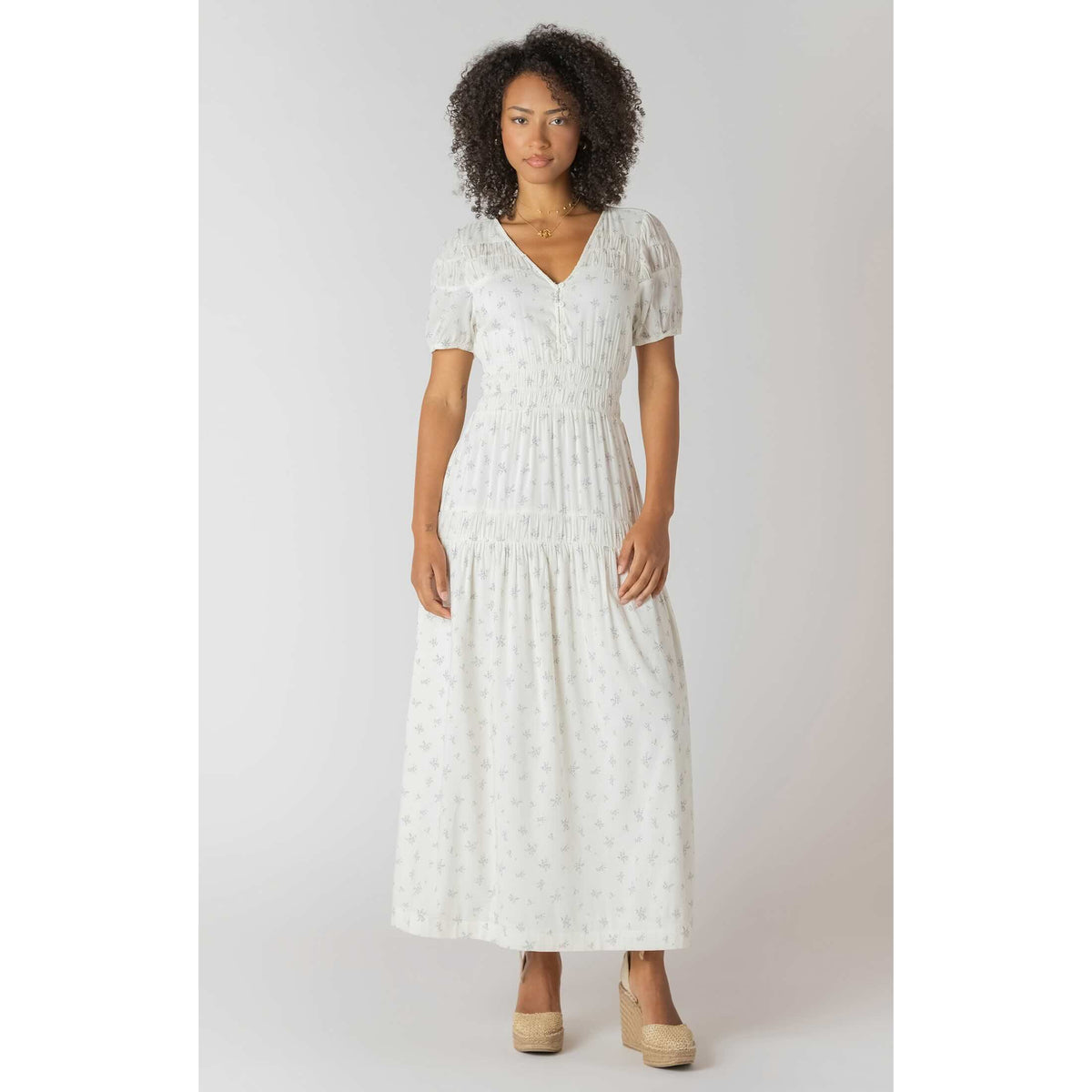 Room 34 Floral Button Smocked Dress
