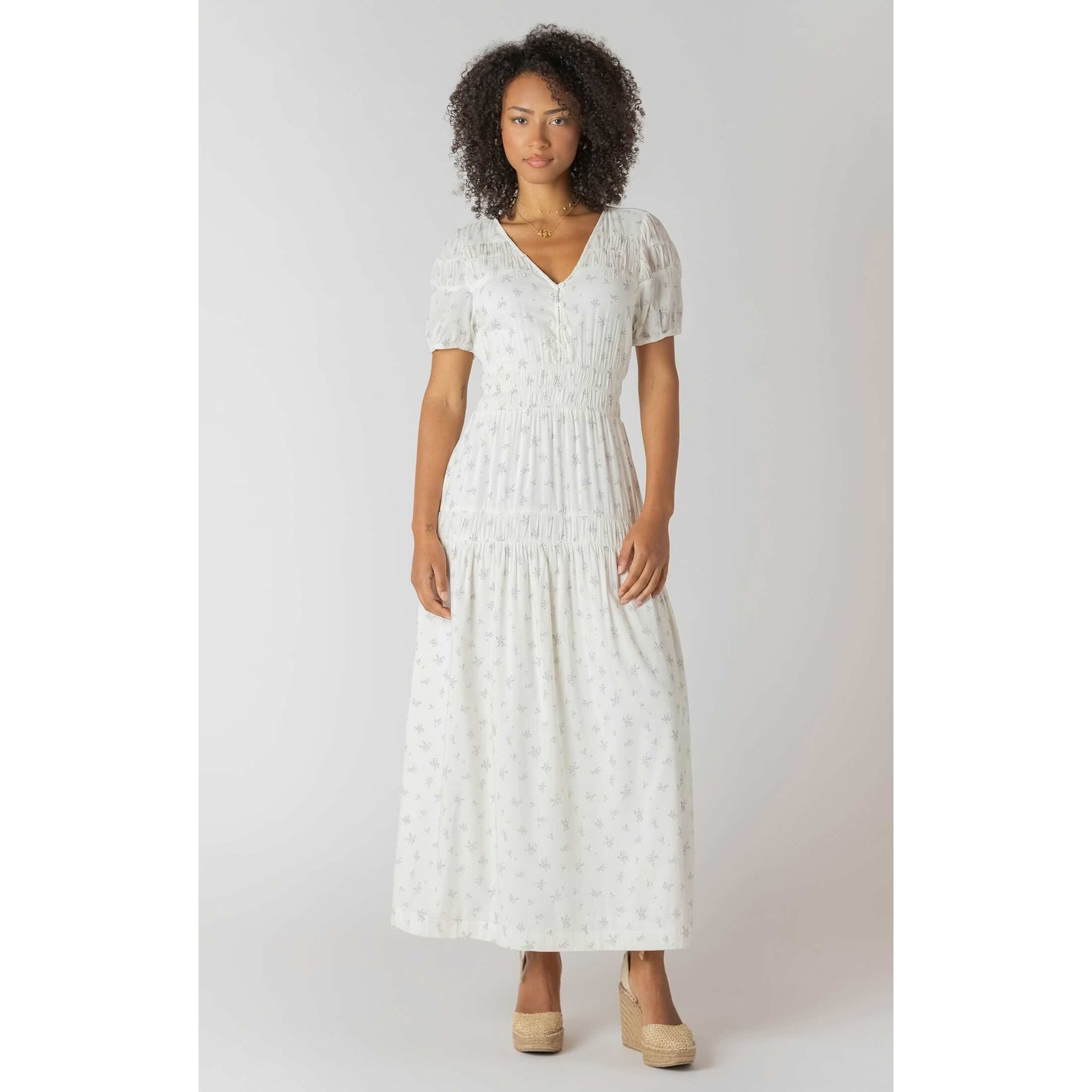 Room 34 Floral Button Smocked Dress