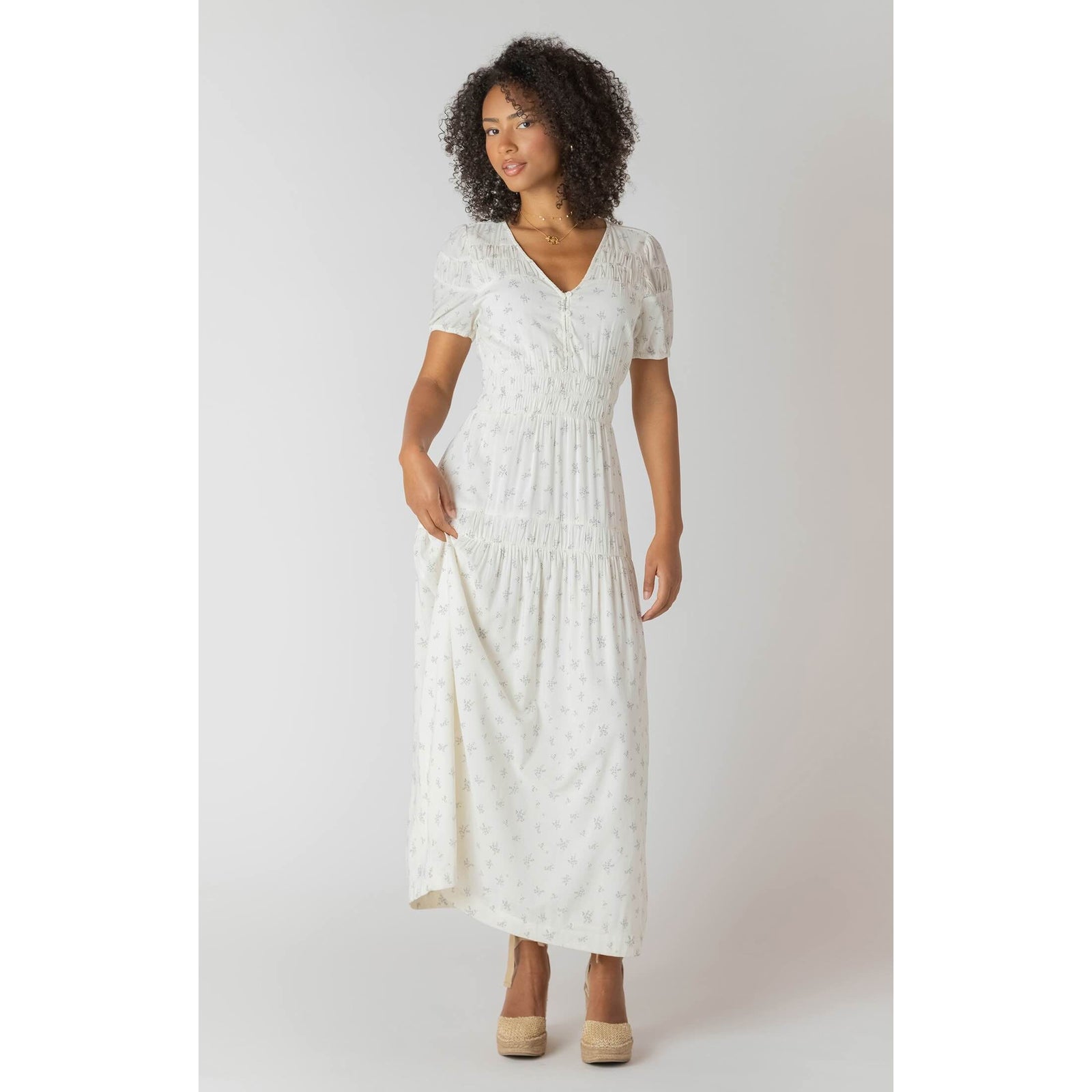 Room 34 Floral Button Smocked Dress