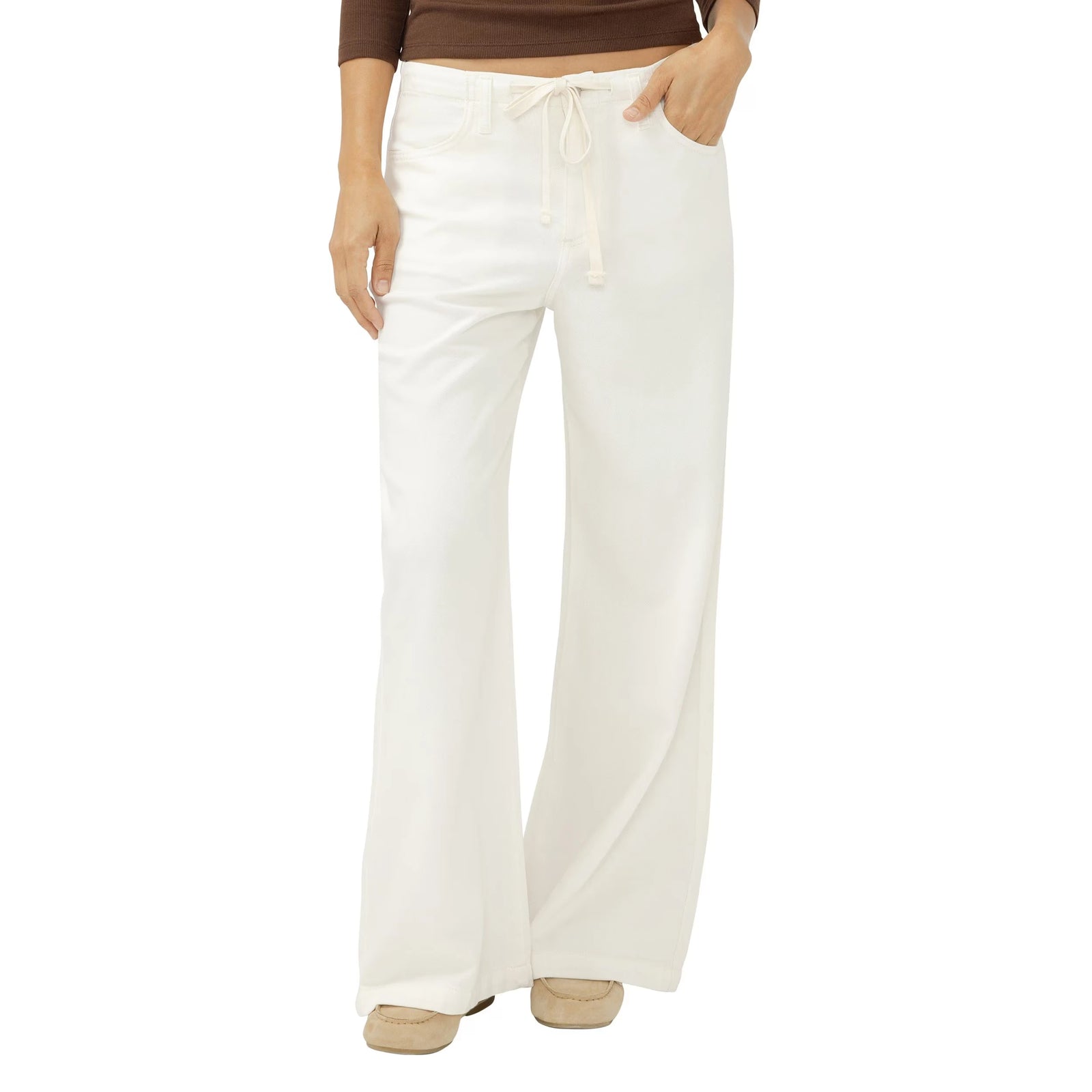 Silver Wide Leg Drawstring Beach Pant