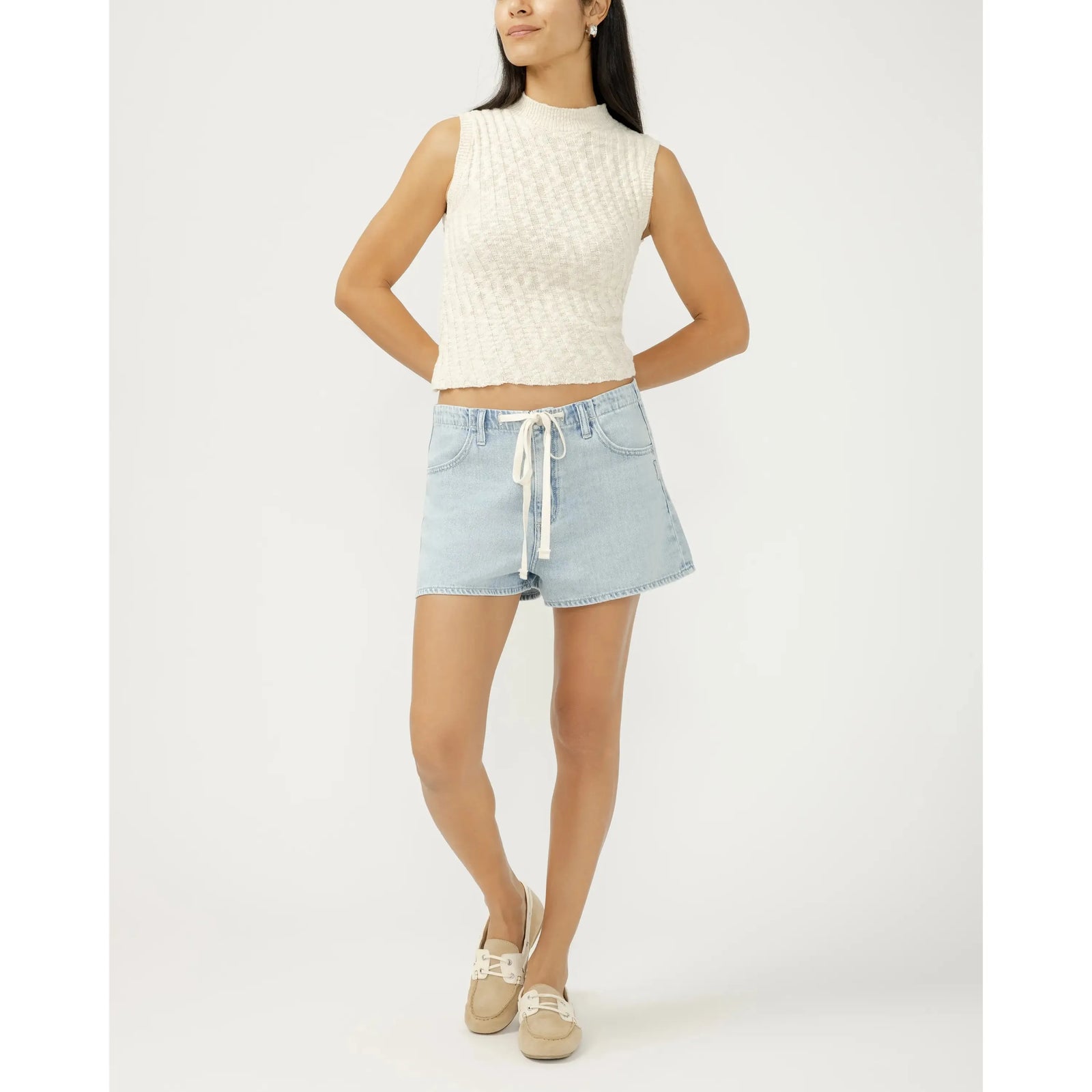 Silver Drawstring Beach Short