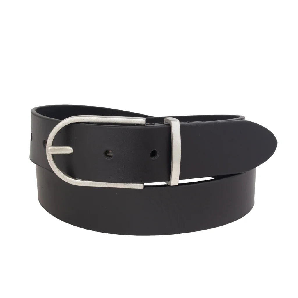 Silver Jeans 35mm women's genuine leather belt with refined harness buckle and metal loop