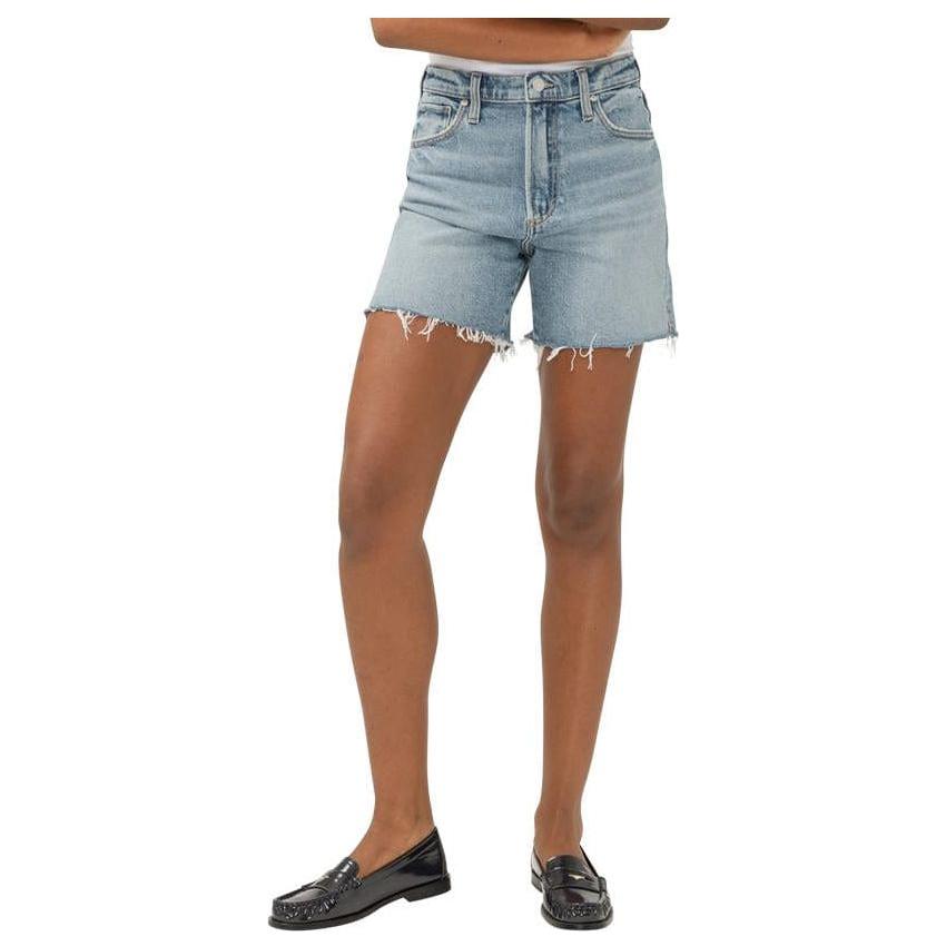 Stylish Silver Highly Desirable Long Shorts from Silver Jeans Co.™ in medium-light indigo for a flattering fit.