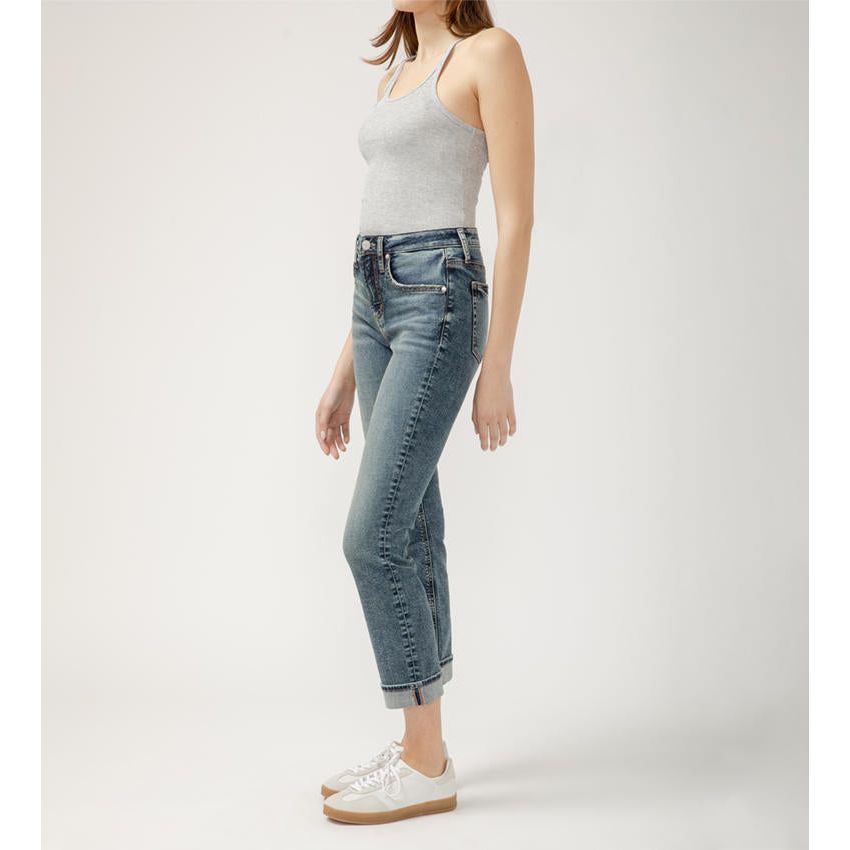 Shop the Silver Beau Indigo Boyfriend Crop with Cuff, featuring a flattering fit and stylish cuffed hem for effortless chic.