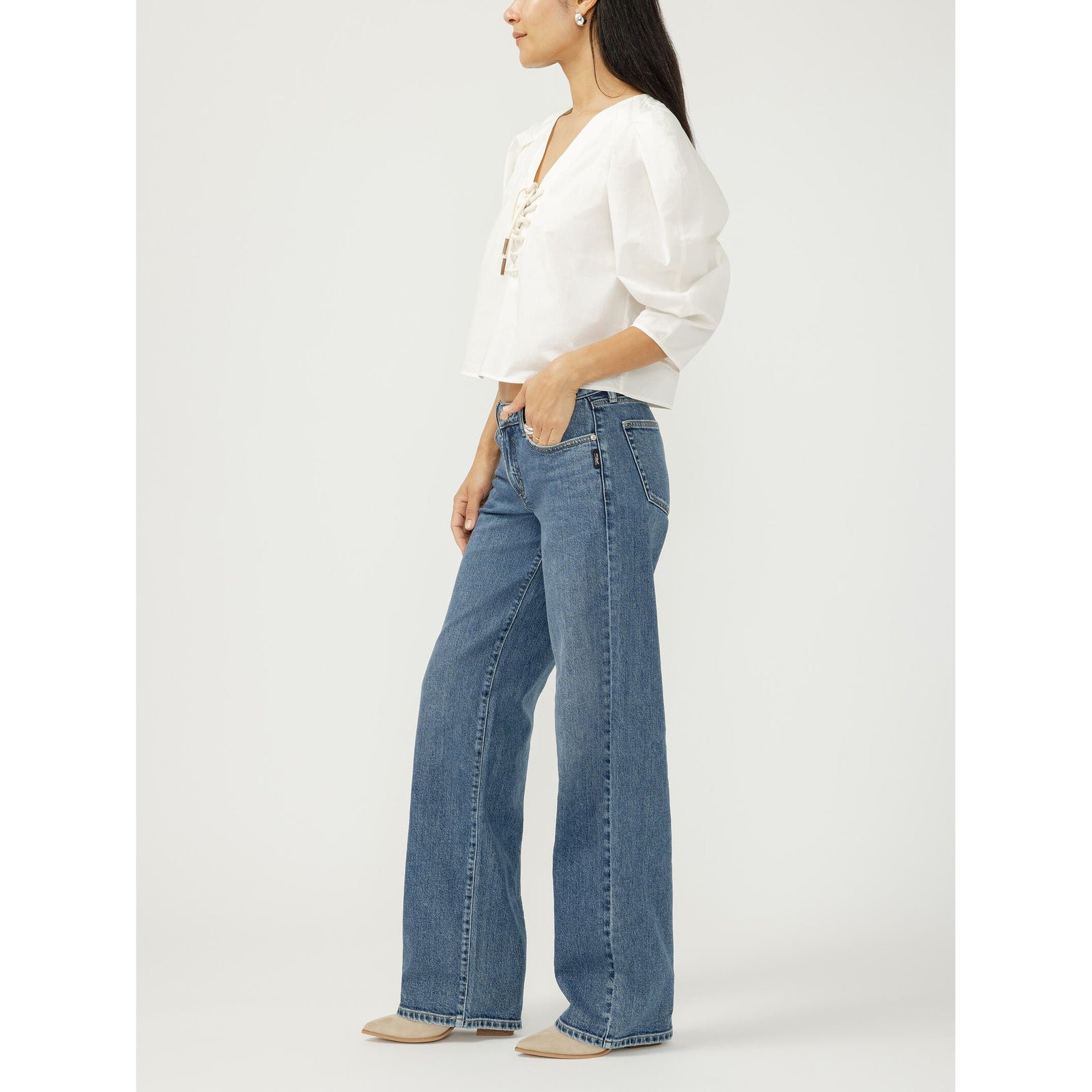 Silver Loose & Low Rise Straight Leg in Folly