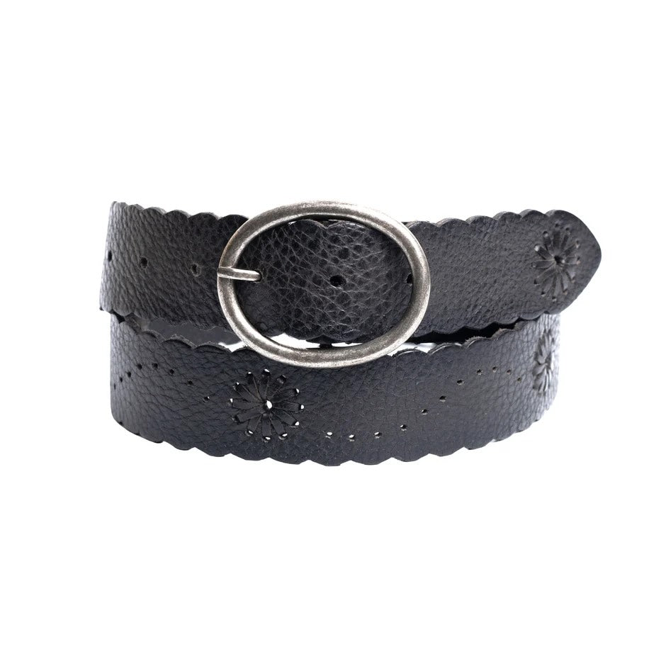 Silver Jeans Scalloped Edge  40MM Leather Belt