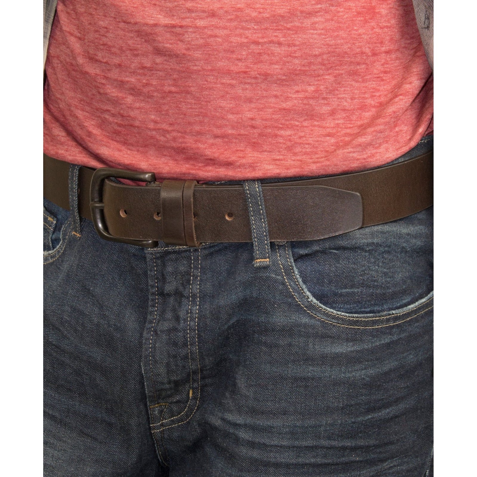 Dark brown Silver Split Loop 38MM Leather Belt with antique bronze buckle, perfect for elevating any outfit.