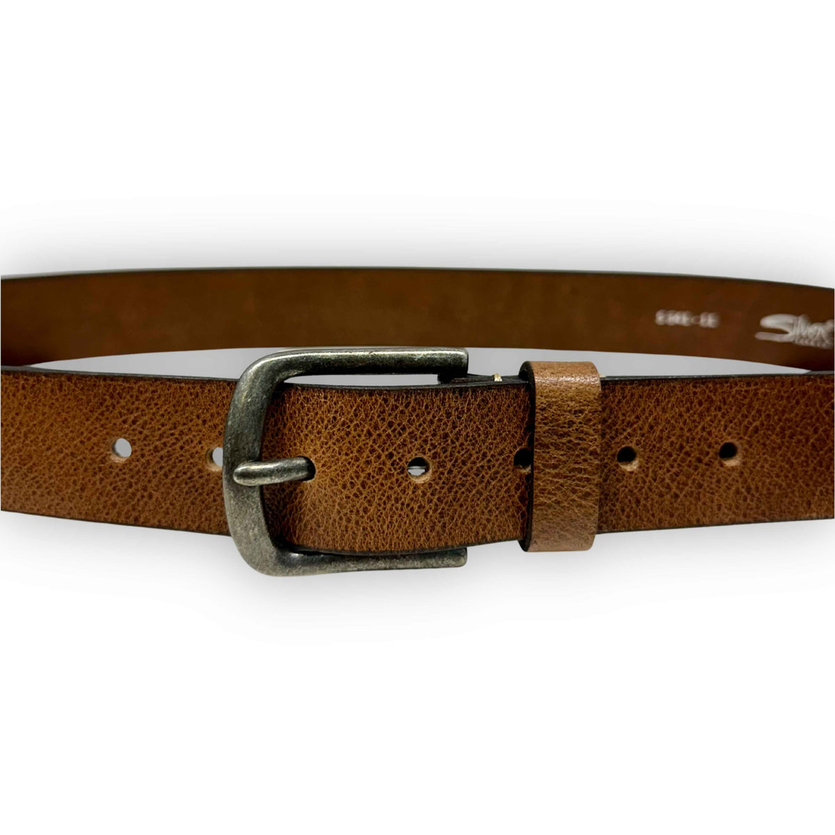 Silver Stitch Detail 38MM Leather Belt