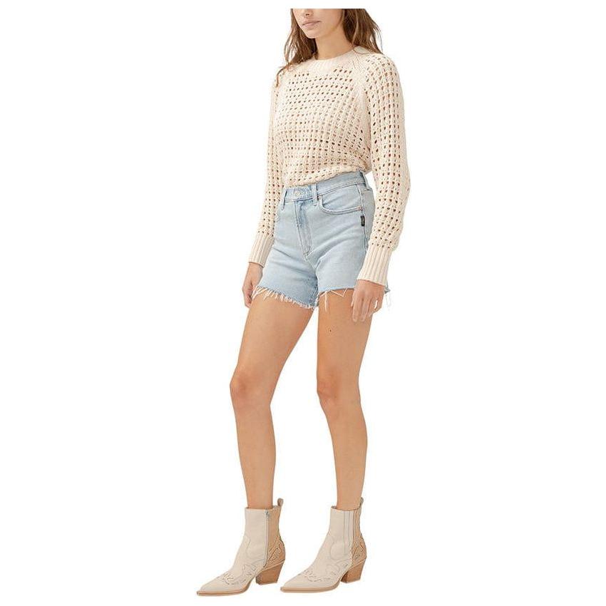 Stylish model showcasing Silver Sure Thing Shorts, perfect for summer with a flattering slim fit and comfort.