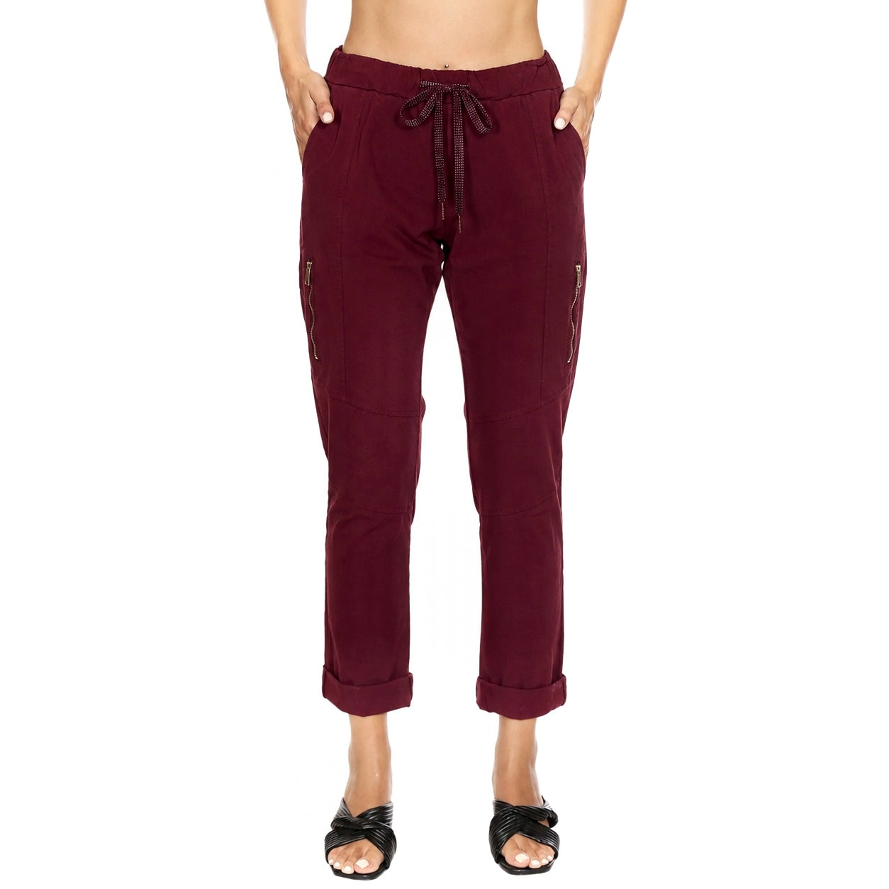 Sorella Pant with Zipper Detail Wine