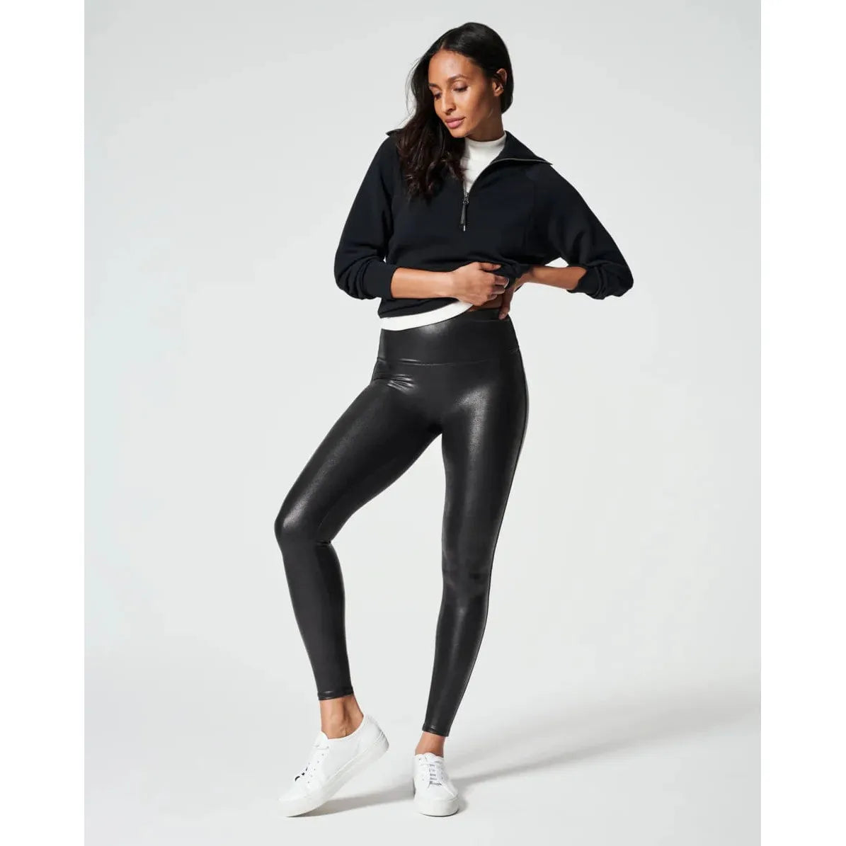 Black pleather leggings discount