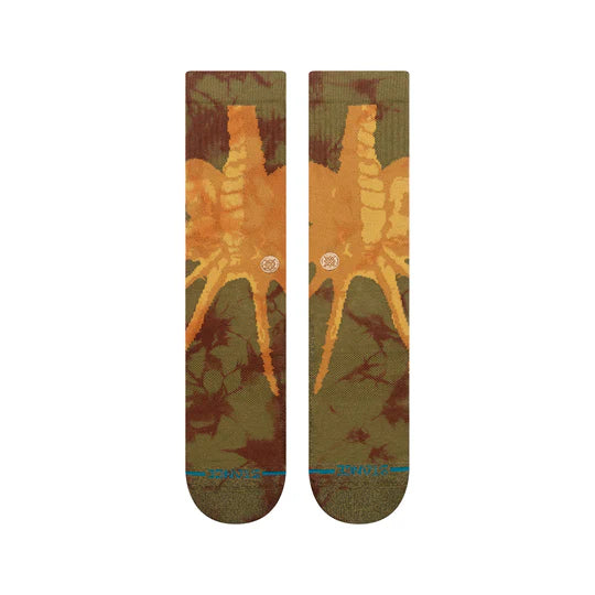 Stance Face Hugger Crew Sock with orange Xenomorph facehugger graphic and mid-weight cushioning.