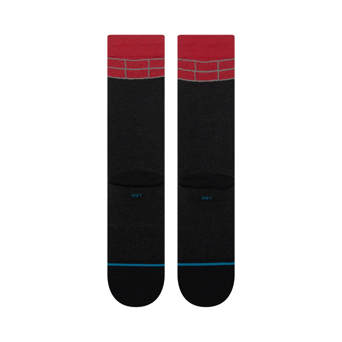 Grinch x Stance Down the Chimney crew socks in black with red brick cuff and teal stripe.