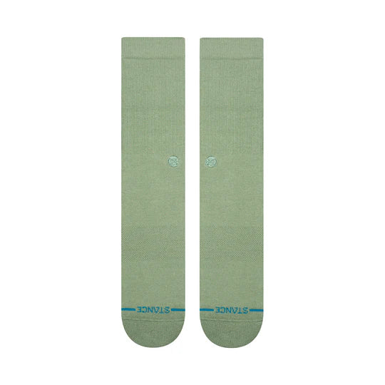 Stance STP Icon Crew Socks in sage green, ribbed crew length with seamless toe and logo on ankle.