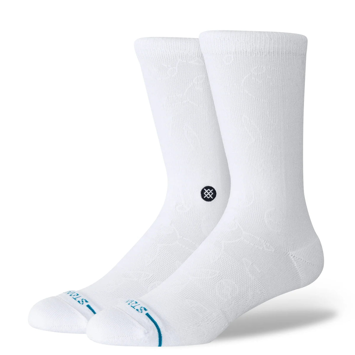White Stance Pokemon UV Pokeball Crew Socks featuring subtle visible graphics and medium cushioning for a hidden UV-reactive surprise.