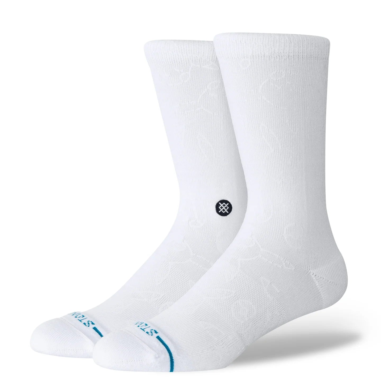 White Stance Pokemon UV Pokeball Crew Socks featuring subtle visible graphics and medium cushioning for a hidden UV-reactive surprise.