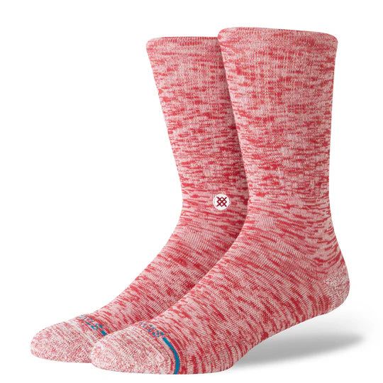 Stance Slub Crew Socks in pink marled knit with seamless toe, targeted cushioning and stay-put fit.