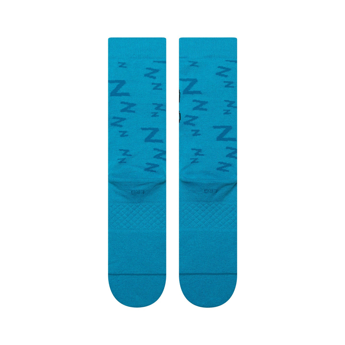 Teal Stance Pokémon Snorlax Sleepy Crew Socks featuring a repeating dark blue Z pattern and soft combed-cotton blend.