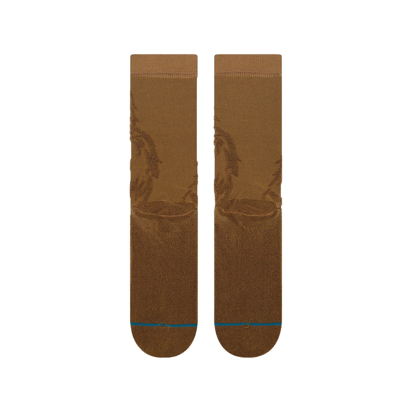 Tobacco brown Star Wars x Stance Reverse Chewie crew socks featuring a subtle Wookiee graphic and blue toe stripe.
