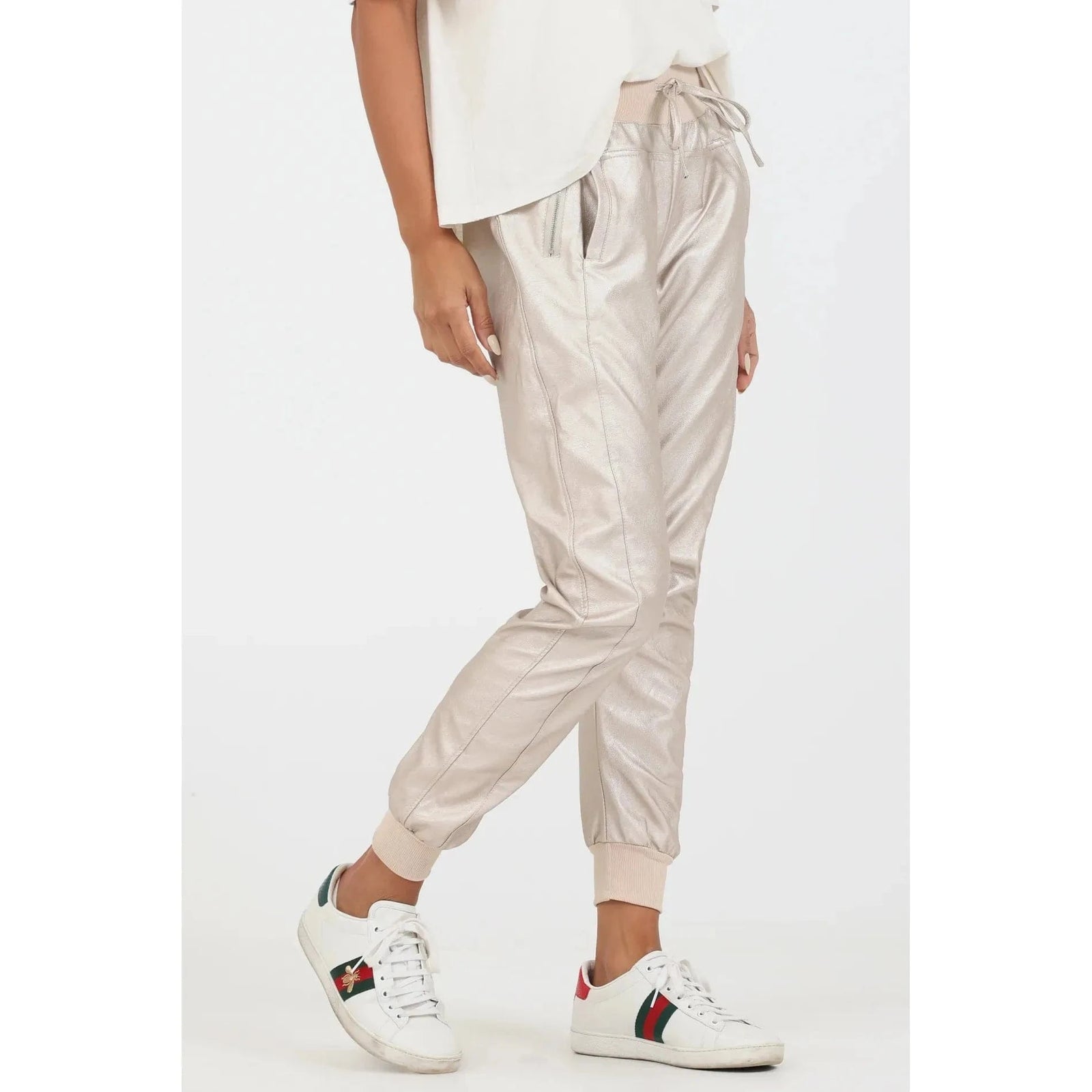 Suzy D Metallic Gold / XS Suzy D Vegan Leather Joggers
