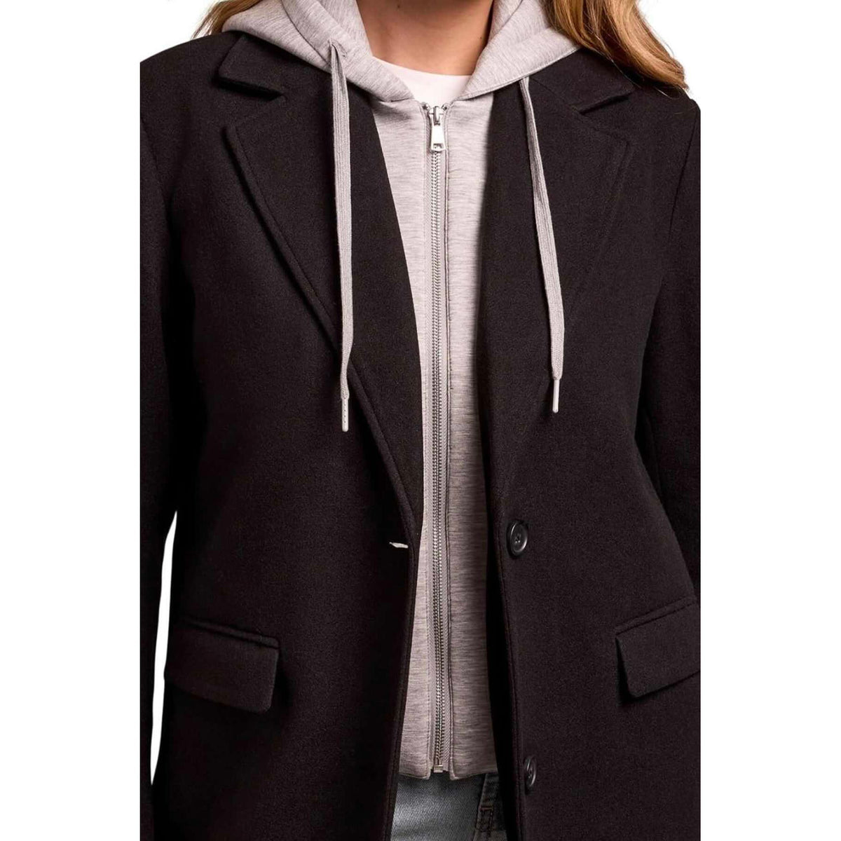 Tribal Knit Car Coat with Fooler Hoodie