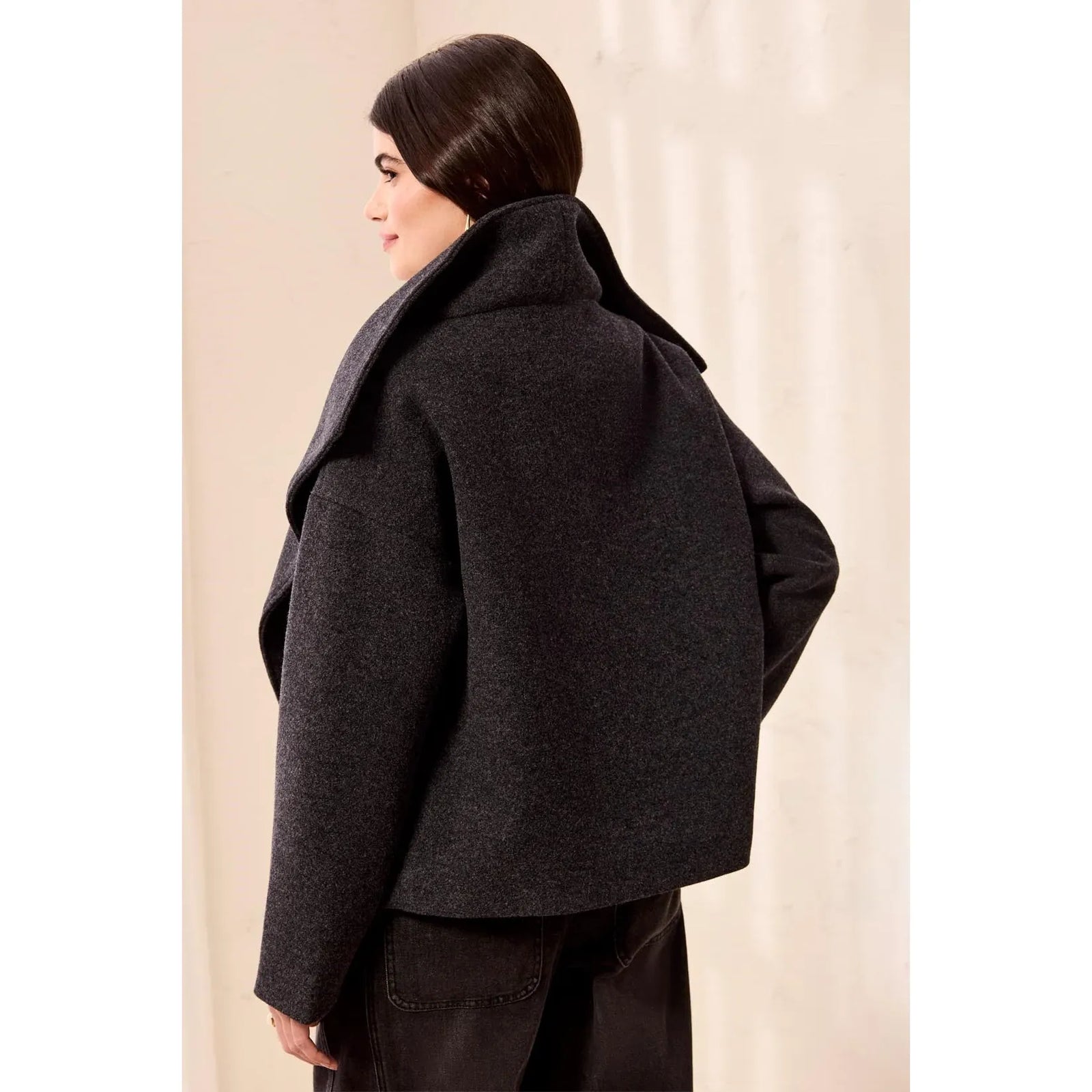 Tribal Lofty Funnel Neck Jacket in a cozy, structured lofty knit with button front and relaxed fit.