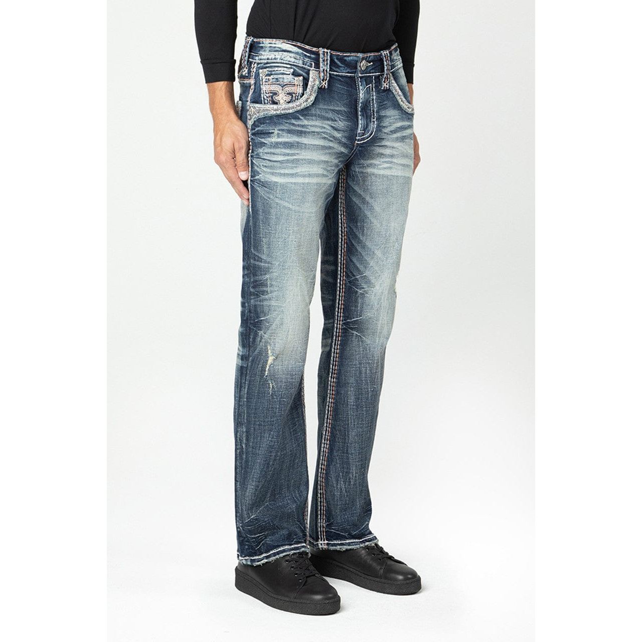 Rock Revival Men's Rey J203r Straight Jeans - Stylish Western