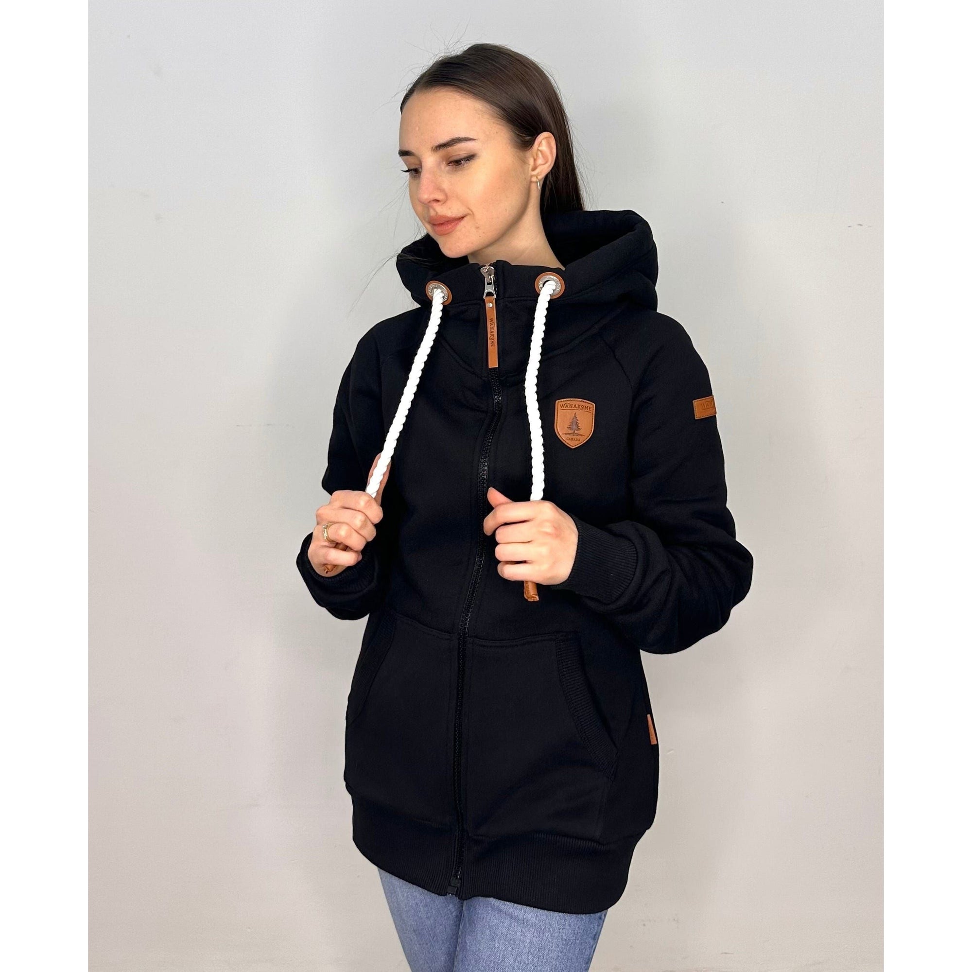 Wanakome Black / XS Wanakome Hera Zip Front Hoodie