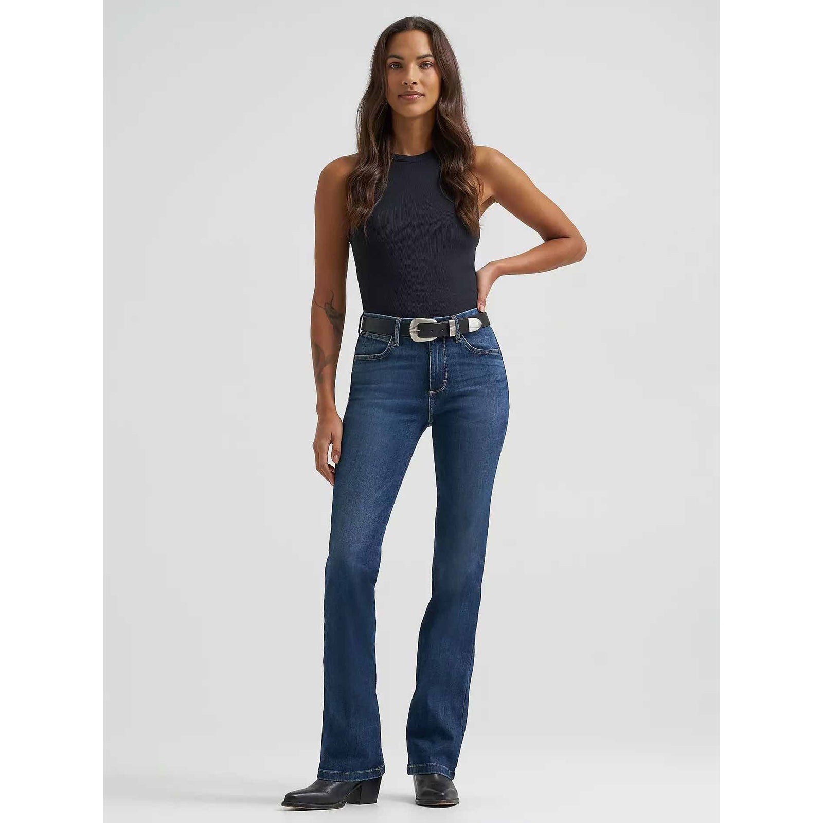Wrangler Bespoke High-Rise Bootcut Jeans in Lacey with contoured waistband and five-pocket styling