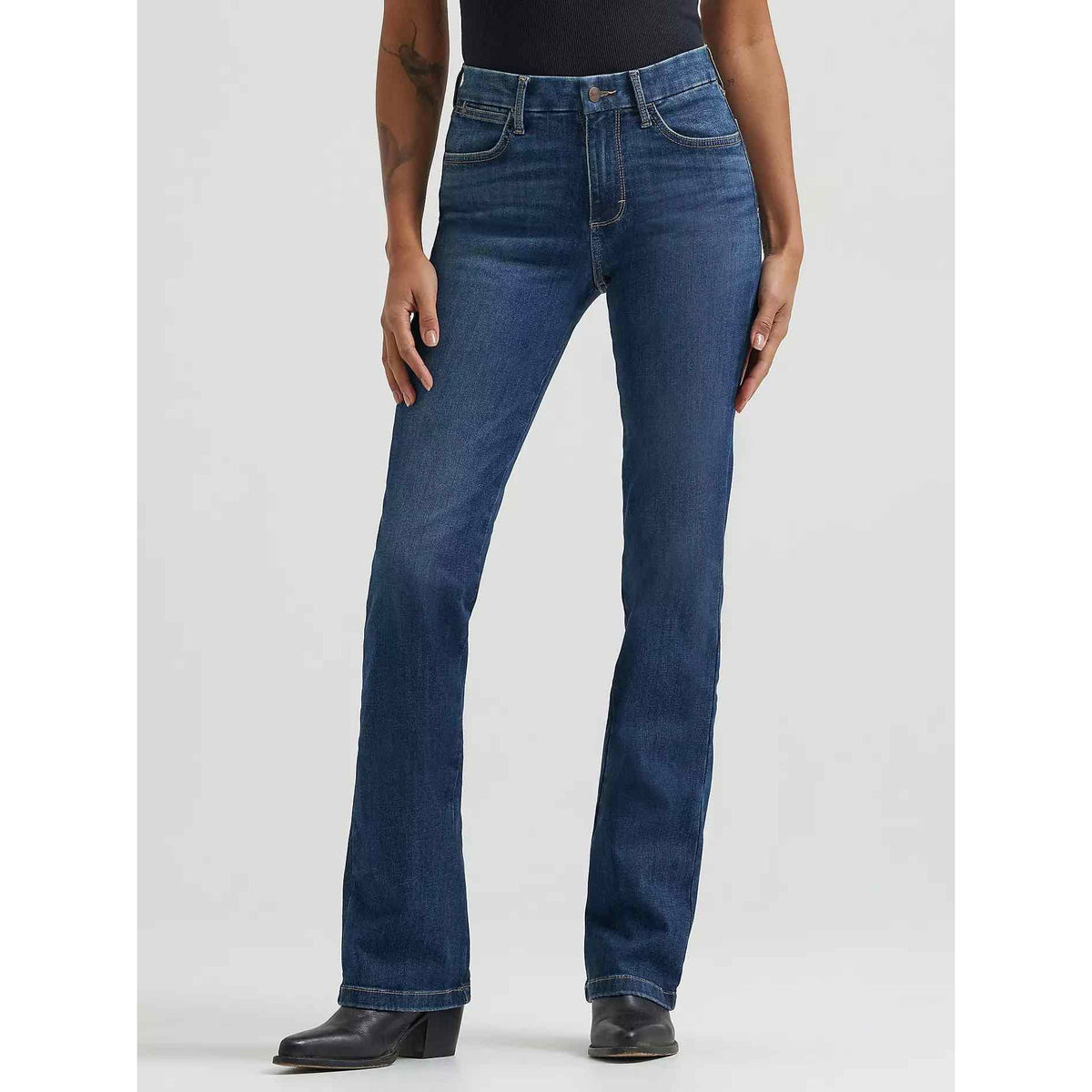 Wrangler Bespoke High-Rise Bootcut Jeans in Lacey with contoured waistband and five-pocket styling