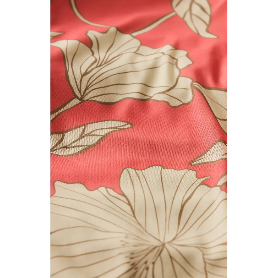 Z Supply Charisma Bloom Midi Dress in coral tropical floral relaxed pull-on with built-in shelf bra, adjustable straps.