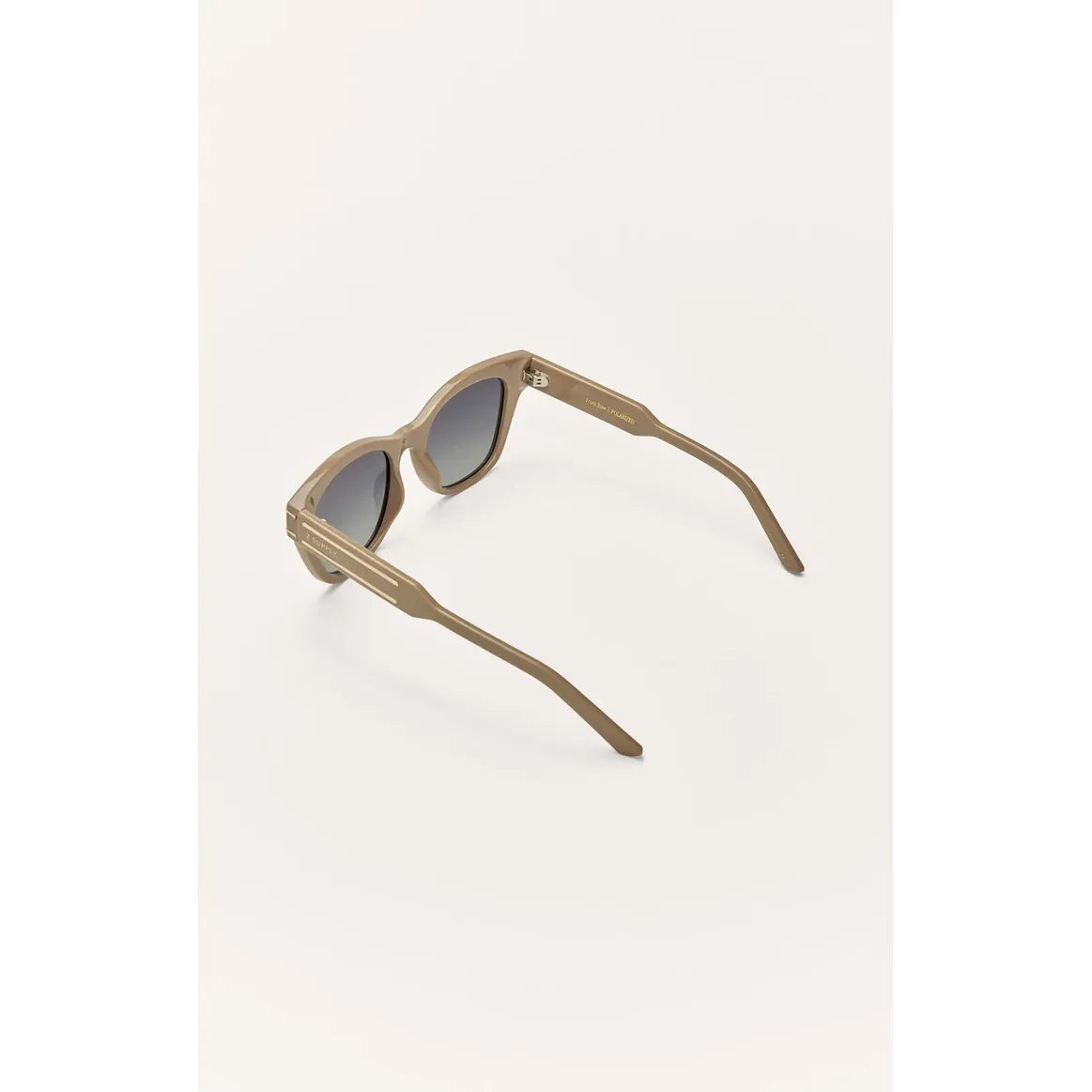 Z Supply Front Row sunglasses, oversized injected nylon frame, round polarized lenses, metal accents, UV protection.