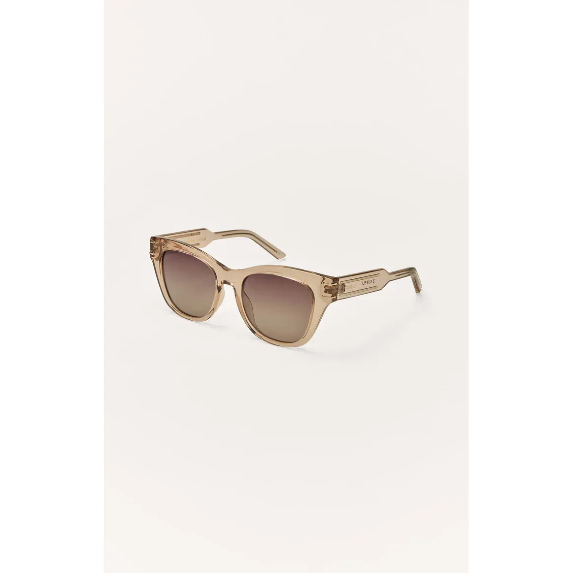 Z Supply Front Row Sunglasses with oversized translucent frame, round lenses, metal accents, polarized UV protection.