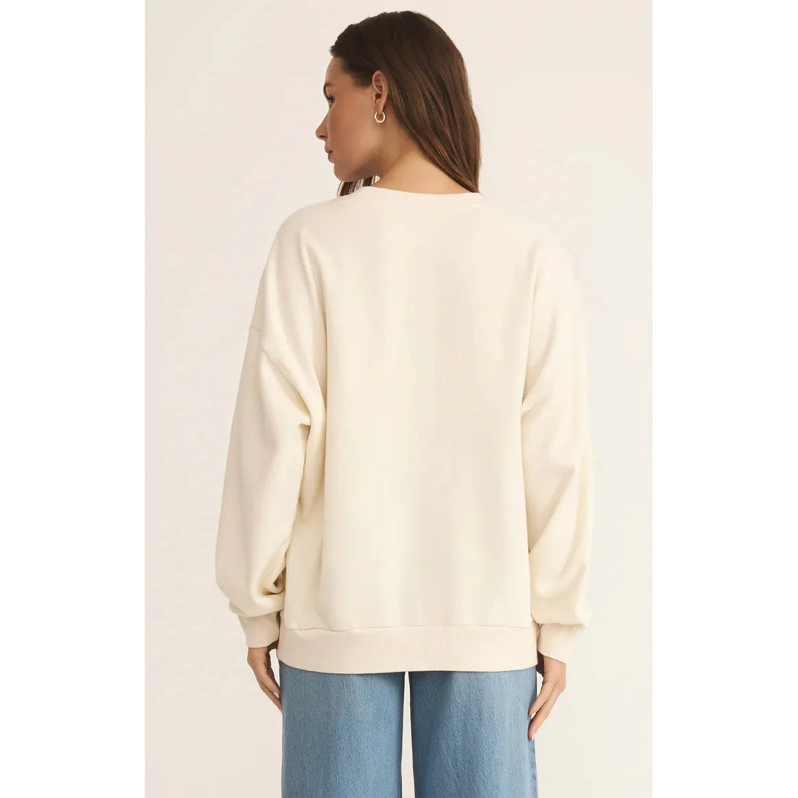 Cozy up in the Z Supply High Tide Sunday Sweatshirt, featuring a relaxed fit and beachy vibe in sea salt color.