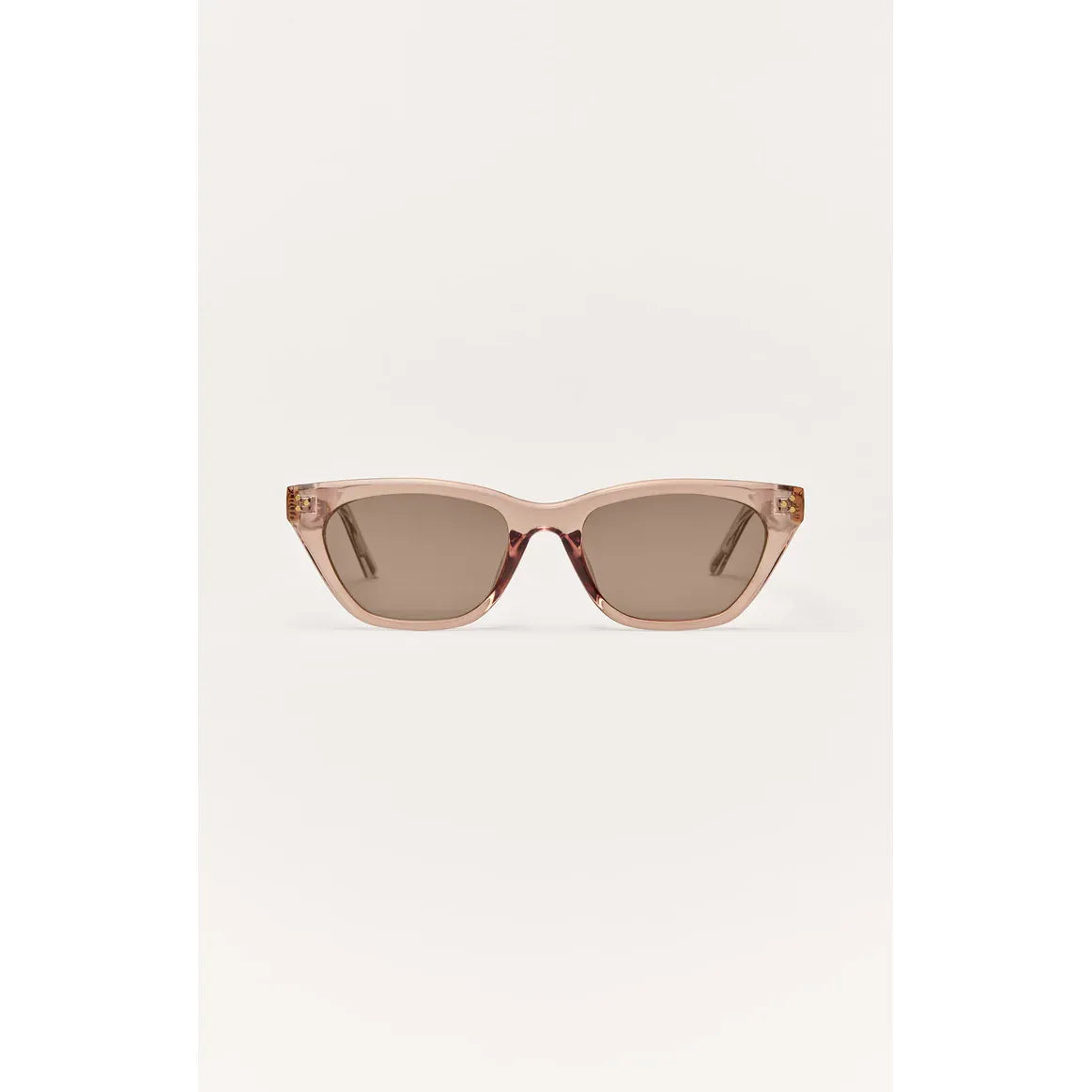 Z Supply MidNite Sunglasses: pink translucent cat-eye frame with metal studs and polarized lenses.