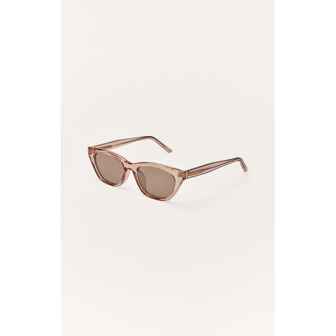 Z Supply MidNite cat-eye sunglasses with pink frame, metal studs, polarized lenses, UVA/UVB/UVC protection.