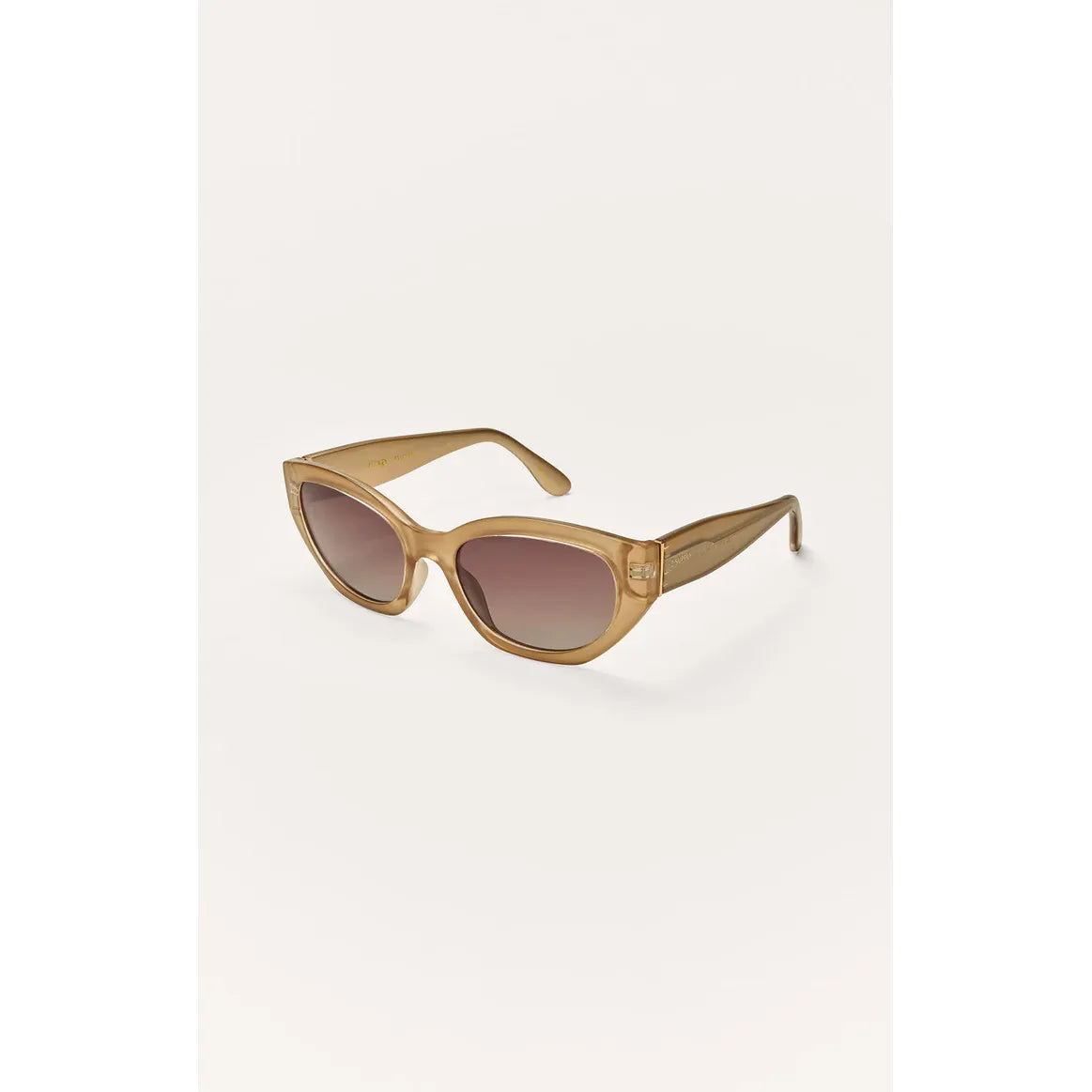 Z Supply Mirage sunglasses with tan injected nylon frame, polarized lenses, medium square fit, UVA/UBC/UVC protection.