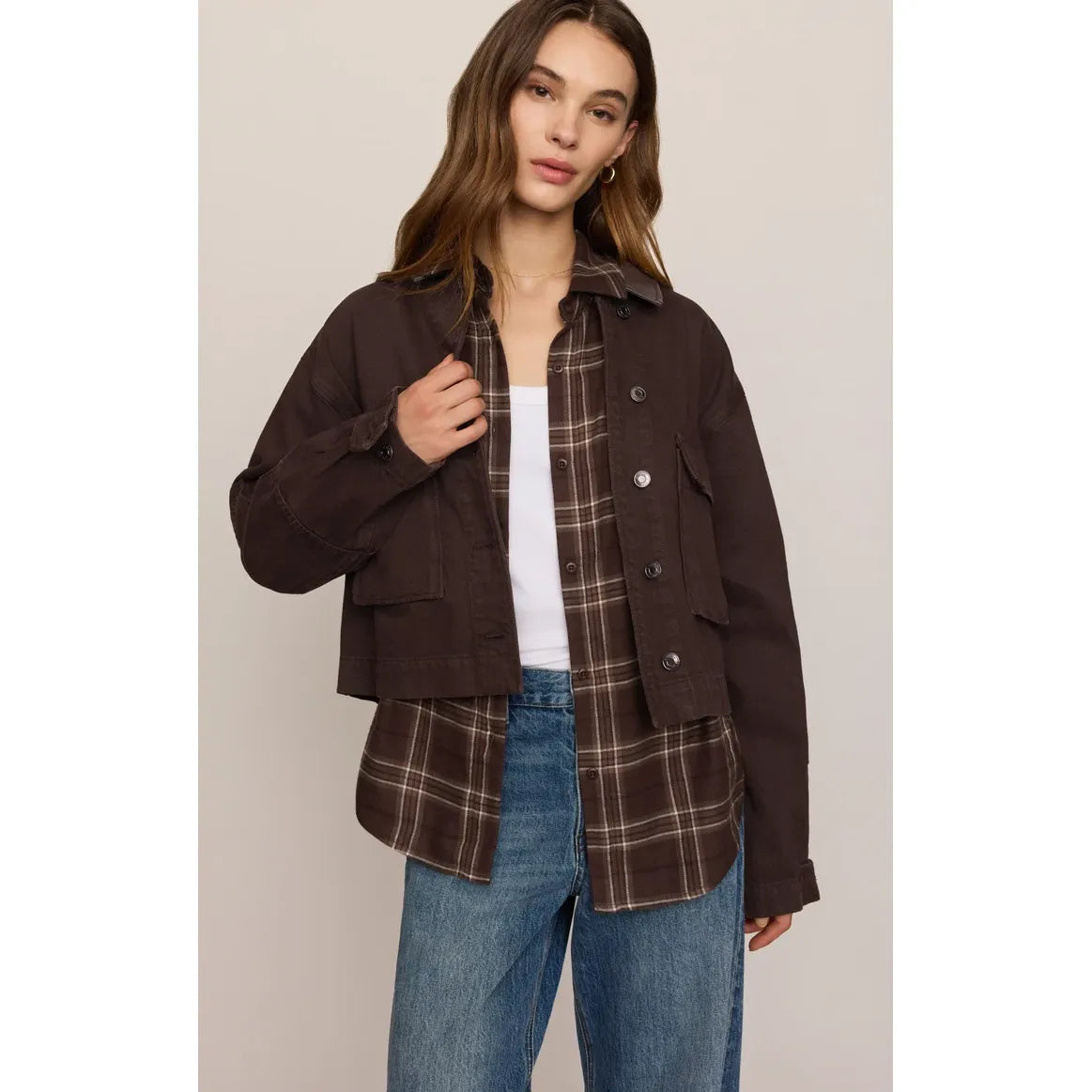 Z Supply Rye Cropped Denim Chore Jacket
