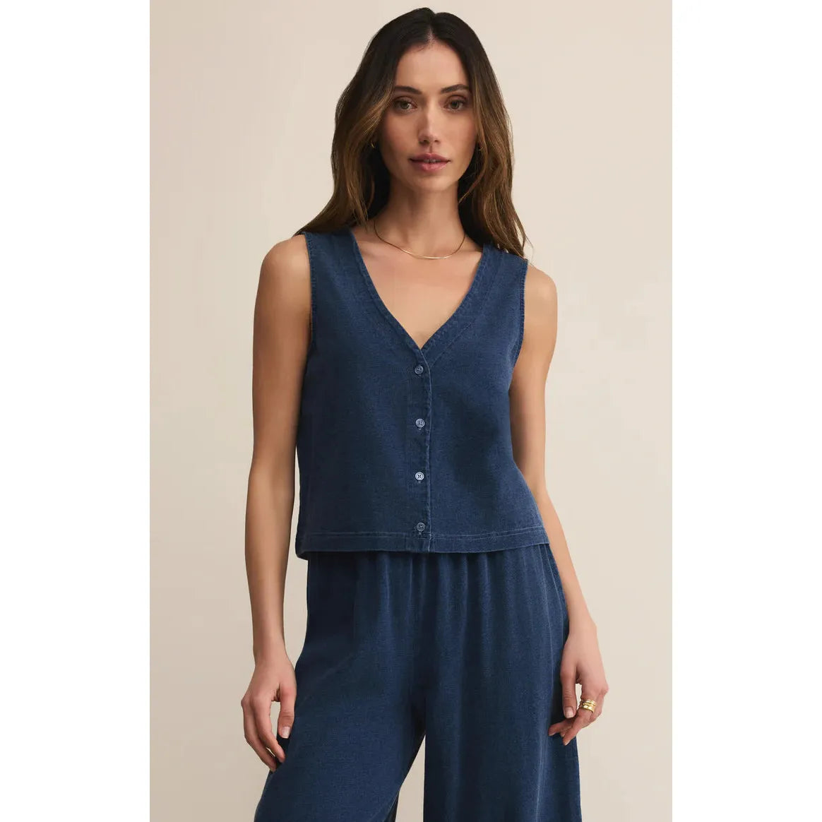 Z Supply Solace Jersey Denim Top