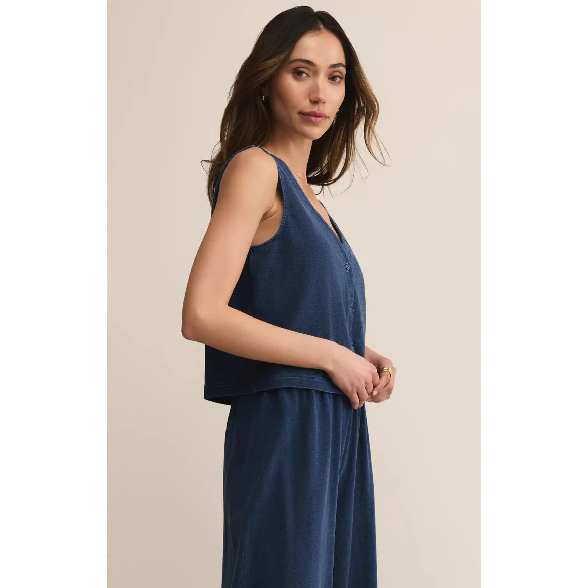 Z Supply Solace Jersey Denim Top