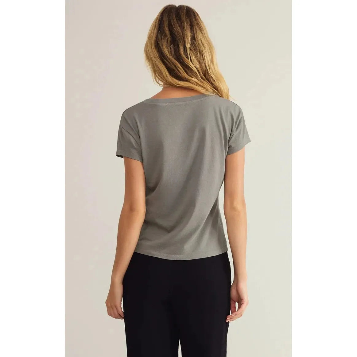 Stylish Z Supply Modern Jersey V-Neck Tee in graphite grey, perfect for casual, comfortable wear.