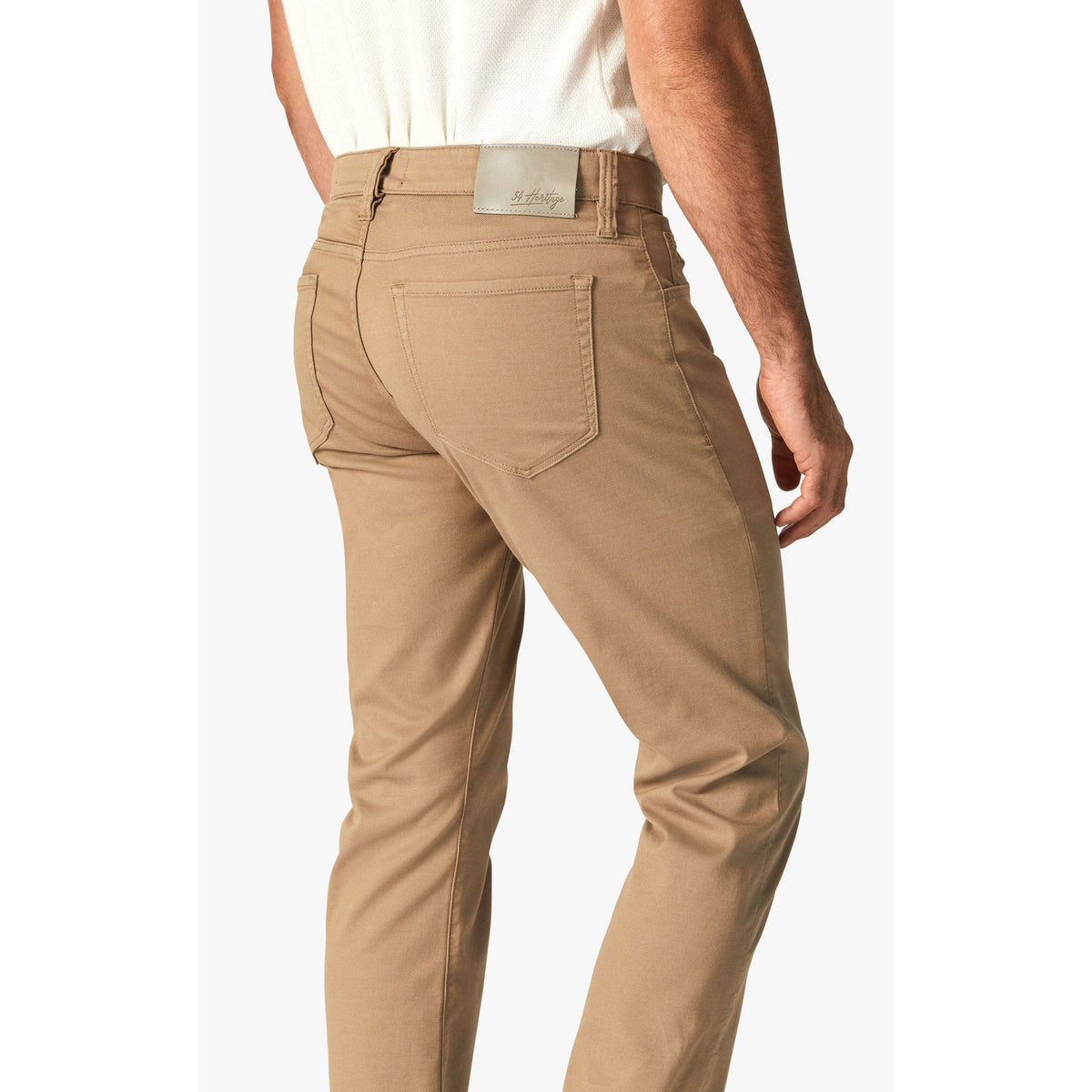 34 Heritage Courage Khaki Summer CoolMax Pants, back view with belt loop and metal patch label.