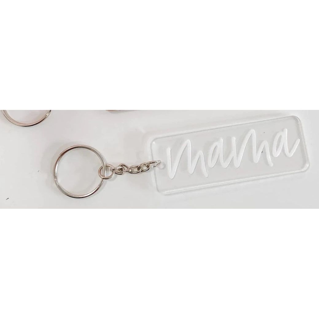 Blonde Ambition Mama Script Engraved Rectangle Keychain
