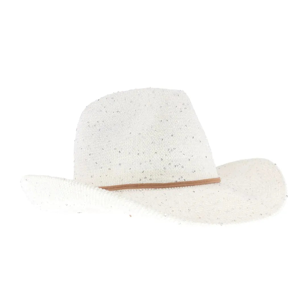 CC Beanies White CC Beanie Glitter Cowboy Hat